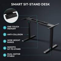 Cadre de bureau électrique à double moteur, réglable en hauteur, assis-debout, avec contrôle de mémoire, pieds en acier anti-collision, pour bureau à domicile