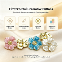 Kancing Dekoratif Bunga Enamel Logam Multi-Warna untuk Mantel, Gaun, dan Aksesoris Pakaian