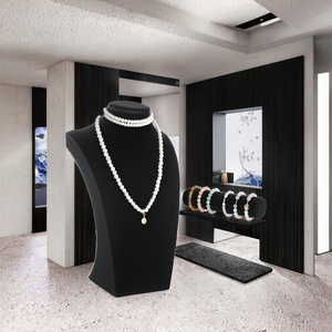 Expositor de Joyería de Terciopelo Negro: Busto de Maniquí para Collares, Anillos, Pendientes y Pulseras para Mostrador de Joyería - Product Image 3