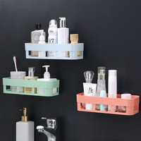 Étagère Murale de Rangement en Plastique à Ventouse, Sans Trace, pour Salle de Bain et Salon