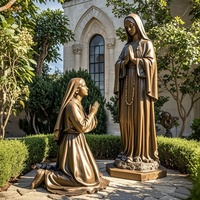 Décoration extérieure catholique, grande statue en laiton de Sainte Bernadette, statue de la Vierge Marie grandeur nature, sculpture en bronze de Sainte Bernadette