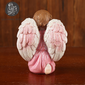 3インチの赤ちゃんの天使の彫像樹脂の天使の彫刻の装飾ピンクと青の赤ちゃんの天使の置物宗教的な贈り物 - Product Image 6
