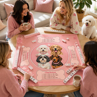 Tapis de Mahjong Rose Coquette de 31,5 Pouces pour Chien, en Caoutchouc Antidérapant, Couverture de Table Réductrice de Bruit, Surface de Jeu pour Quatre Joueurs