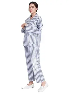 Camice Ospedaliero in Puro Cotone Due Pezzi con Maniche Lunghe e Pantaloni, Facile da Indossare e Togliere - Product Image 6