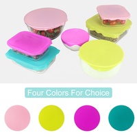 Échantillon gratuit de couvercles extensibles réutilisables en silicone résistant à la chaleur, 4 jeux de couvercles extensibles en silicone pour bol