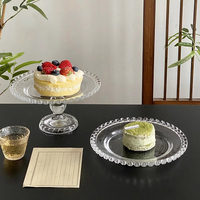 Amour coeur bord verre assiette de fruits assiettes à pied haut ménage Transparent assiette à Dessert plateau à gâteau
