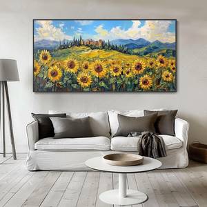 SQ soyut ayçiçeği tuval el yağlıboya <span class=keywords><strong>Sunburst</strong></span> ayçiçeği duvar süsü oturma odası kale Manor kırsal dekor yeni ev - Product Image 2