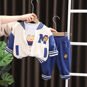 ชุดเสื้อผ้าแขนยาวผ้าฝ้าย + แจ็กเก็ต + กางเกงยีนส์3ชิ้นมาใหม่สำหรับฤดูใบไม้ร่วงและฤดูใบไม้ผลิ - Product Image 2