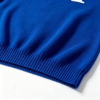 Vente en gros de vêtements en tricot pour hommes, nouveau pull décontracté, sweat-shirt à manches courtes personnalisé bleu et blanc pour hommes