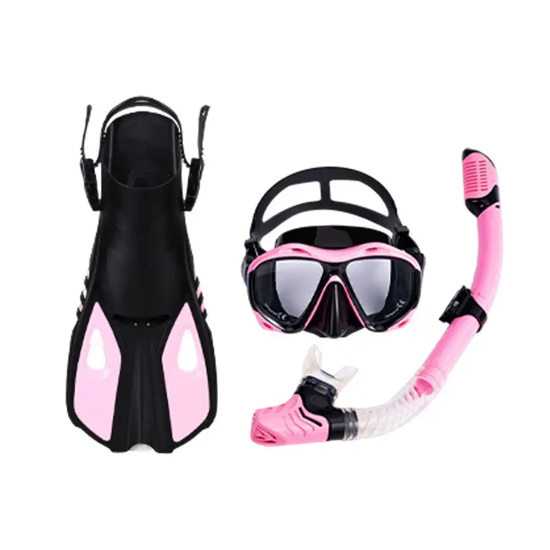 Set Masker selam Scuba snorkel, sirip renang silikon nyaman dapat diatur tahan air