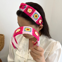 Boho-Bandeau d'été tricoté au crochet pour femmes et filles, bandeau fait main à fleurs, plage florale