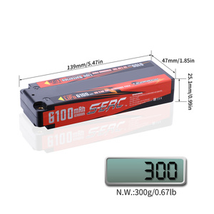 SUNPADOW <span class=keywords><strong>7.4V</strong></span> 2S 쇼티 리포 배터리 6100mAh 70C RC 차량에 대한 XT 총알 하드 케이스 자동차 트럭 트럭 트럭 보트 탱크 버기 - Product Image 1