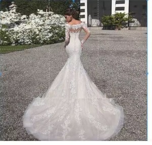 S5908F 2026 New Fashion One -character Shoulder Skirt Is Placed With Water -soluble Lace Tail Plus <b>Size</b> <b>Wedding</b> <b>Dress</b> - Product Image 2