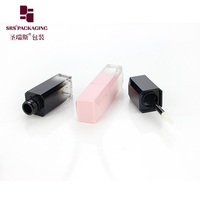 Portable Unique Design 4ml Forme Carrée Dégradé Rose Dégradé Noir Lipgloss Tube D'huile À Lèvres