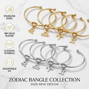 Brazalete Zodiacal al por Mayor de Acero Inoxidable Chapado en Oro de 18K para Uso Diario, Constelación Personalizada Ganku - Product Image 1