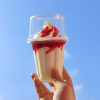 Sulide Pot Plastique 200 ml cangkir Mousse Tiramisu kecil transparan plastik dapat didaur ulang untuk pengiriman makanan penutup