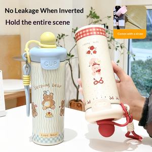 Gourde isotherme écologique en acier inoxydable 316 pour enfants, avec corde de transport, motif dessin animé, grande capacité, portable et de haute qualité - Product Image 4