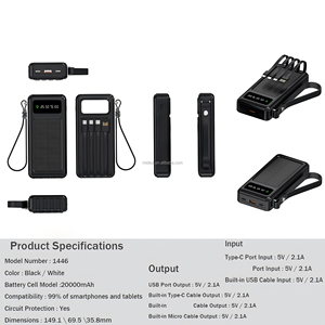 Batterie Externe Solaire en Gros d'Usine 20000mAh 30000mAh 50000mAh avec Câbles Intégrés Chargeur Portable Multi-Ports Lampe de <span class=keywords><strong>Camping</strong></span> - Product Image 5
