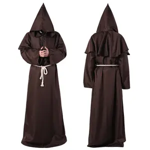 Großhandel Halloween Hexe Cosplay Mönch Mönch Raben Schal Damen-Männerkleidung Bühne Priester Renaissance mittelalterliches Kostüm