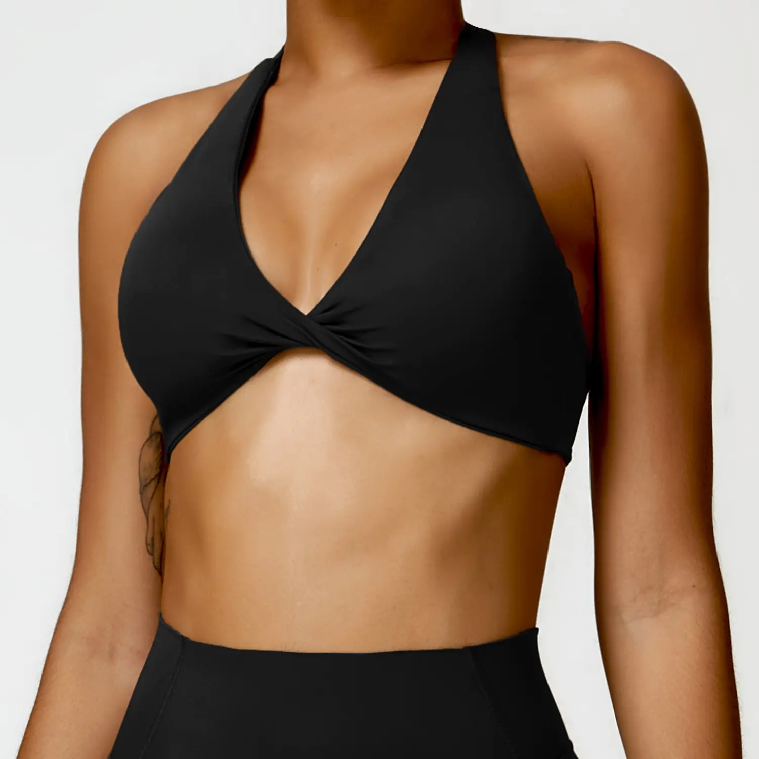 Nuovo reggiseno da Yoga Fitness Activewear palestra Top Fitness Front Twist Sexy senza schienale reggiseno sportivo da donna