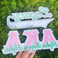Patch Pretty Girl Divine 9 High Fashion Sorority Chenille Iron-On Embroidered Felt Patches Varsity Jacket SKEE-WEE Rose Vert