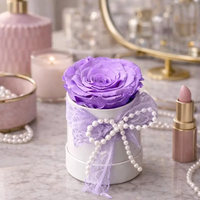 Rose stabilisée à la lavande dans un coffret cadeau – Véritable fleur éternelle, longue durée, immortelle – Cadeau romantique pour elle