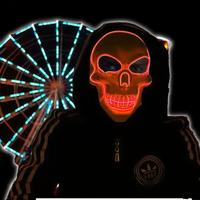 Masque squelette en PVC lumineux LED amusant, tendance et à la mode pour les fêtes de festival d'Halloween, accessoires de costume, cadeaux, cosplay, 18 ans et plus