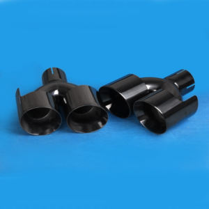 Embout d'échappement en titane noir de 4 pouces, forme en Y, design de poisson volant, coupe inclinée, embout de silencieux double en acier inoxydable, tuyau d'échappement - Product Image 1