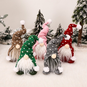 Décoration de Noël : Bonnet tricoté, Poupée sans visage en peluche blanche barbue style Forêt Nordique, Figurine et jouet décoratif de Noël - Product Image 2