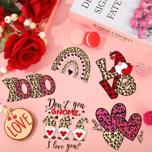 San valentino leopardo amore cuore trasferimento di calore adesivi per abbigliamento tessuto fai da te artigianato Costume decorazione