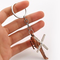 Porte-clés créatif en métal 3D hélicoptère, modèle d'avion en alliage de zinc, pendentif pour sac de voiture, bijou rétro personnalisé, cadeaux