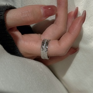 S925 Pure <b>Silver</b> Sparkling CNC <b>Ring</b> Elegant Vintage French Fashion Adjustable Inlay Trendy Jewelry Niche Design - Product Image 2