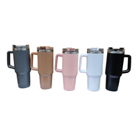 Botol 40oz dengan Pegangan, Cangkir Kopi Panas, Tumbler Stainless Steel Termal dengan Sedotan, Flask Vakum, Cangkir Portabel Terisolasi