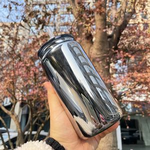 BPA Free Mens Borosilicate Middle Night Mirror Metal Color Look Black Plated 16oz Llibbeys Glass Can for UV DTF Wraps and <b>Vinyl</b> - Product Image 5