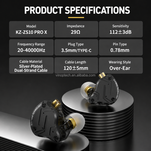 <span class=keywords><strong>KZ</strong></span> ZS10 <span class=keywords><strong>PRO</strong></span> X Écouteurs intra-auriculaires hybrides 1DD+4BA pour audiophiles, moniteur intra-auriculaire HiFi Bass, câble détachable, casque filaire 3,5 mm Type-C - Product Image 5