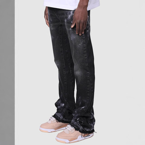 <span class=keywords><strong>Jeans</strong></span> da <span class=keywords><strong>Uomo</strong></span> Stile Workwear Primavera Estate con Lavaggio Vintage, Tinta Unita, Patchwork Elastico, Strati a Zampa, Cerniera e Denim Traspirante - Product Image 5