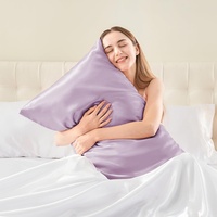 Taie d'oreiller en soie imitée avec logo personnalisé, commandes en gros pour literie de luxe, taille standard Queen, forme enveloppe, couleur unie