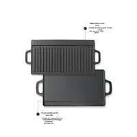 Plaque de cuisson coréenne pour barbecue en plein air, double face, en fonte, compatible gaz et induction