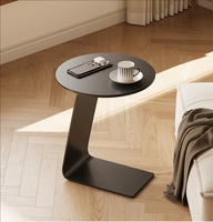Table d'appoint moderne Simple Rock Board Light Luxury C-Shaped Coffee Table pour salon Sofa Balcon Console Tables