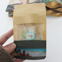 Sachet refermable personnalisé de qualité alimentaire, résistant à la chaleur, anti-odeur, avec fenêtre, en PET et papier kraft, pour emballage de thé, imprimé en sérigraphie