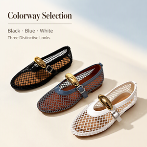 Scarpe Basse Mary Jane da Donna in Rete <span class=keywords><strong>con</strong></span> Punta Tonda, Eleganti per Appuntamenti, <span class=keywords><strong>con</strong></span> Fibbia Metallica, Calzature Casual <span class=keywords><strong>con</strong></span> Suola Antiscivolo, Vendita all'Ingrosso - Product Image 4