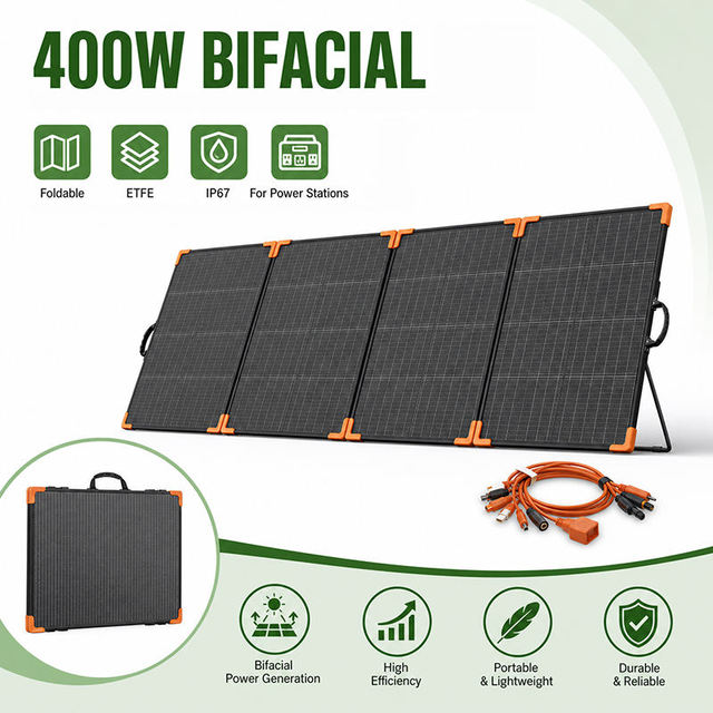 High Efficiency Waterproof ETFE Bifacial 400W Portable Foldable Solar Panel 36V for Portable Power Station Manufacturer