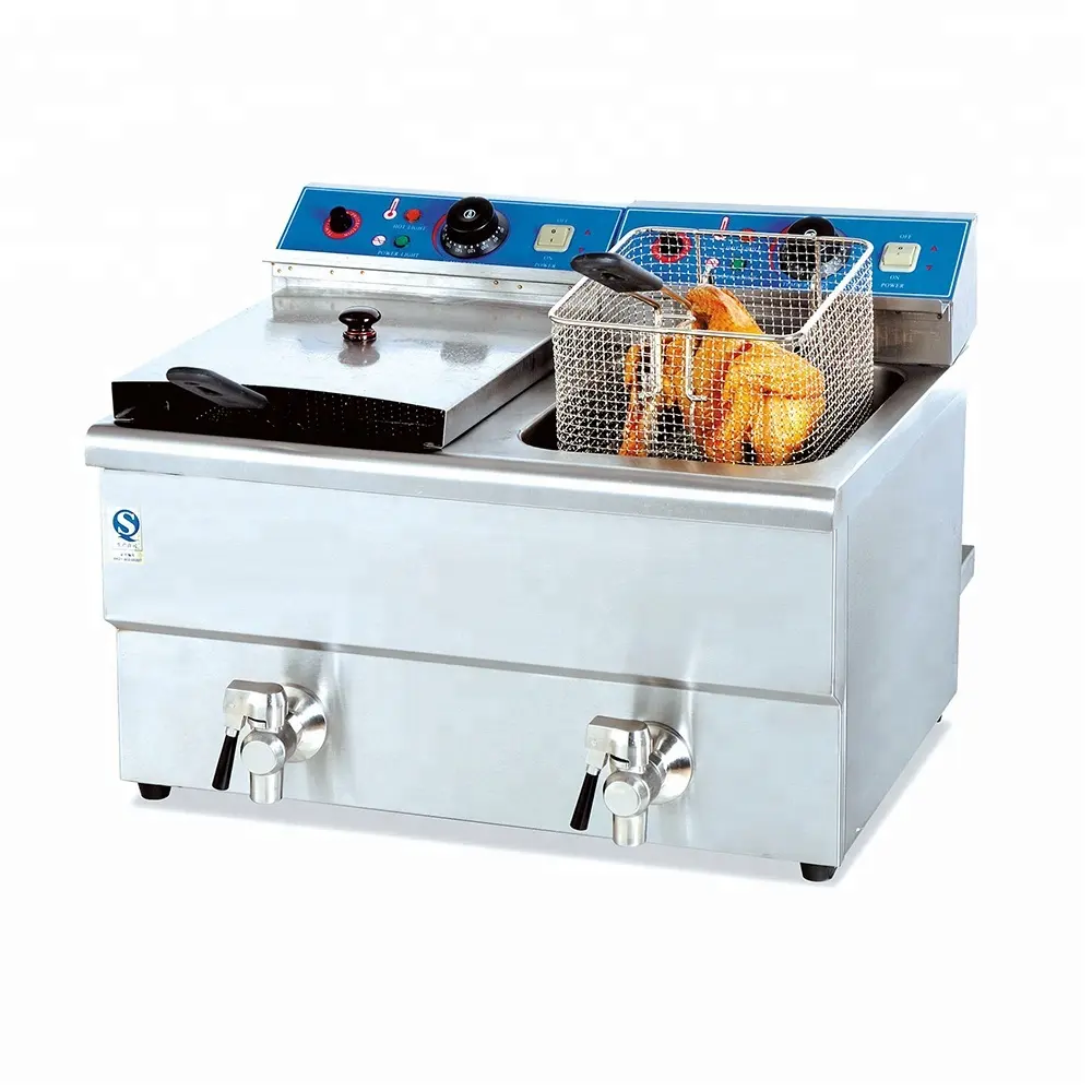 Friet Friteuse Machine Met Semi-Automatische Varkenshuid Korst Gari Kippenvleugels Frituurmachine