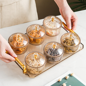 Luxury Plastic 6pcs/set with Tray Decorative Club Use Snack Dessert Plate Serving Tray