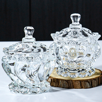 Mini yurt en verre en gros avec couvercle, boîte de rangement pour bonbons, coton, décorations d'intérieur, condiments, pot en verre transparent, pot à bonbons