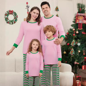 Set piyama keluarga cocok kualitas terbaik atasan Gambar huruf PJ Natal dan bawahan kotak-kotak pakaian tidur Natal <span class=keywords><strong>Jammies</strong></span> dengan saku - Product Image 3