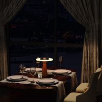 Lampe de table de luxe pour bar et restaurant, à intensité variable, alimentée par batterie DC, interrupteur à bouton-poussoir, lumière parapluie jaune, LED rechargeable