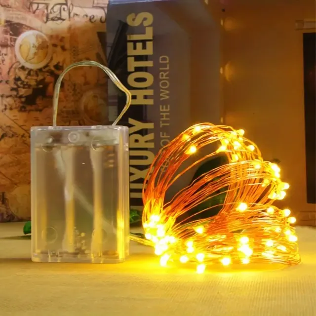 Battery-Powered Rechargeable Mini LED Fairy String Lights 1/2/5m Copper Wires for Indoor Outdoor Christmas Halloween Wedding