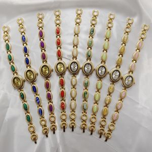 NAIDU 282 Nouvelle montre vintage pour femme avec pierres précieuses colorées, bijoux de luxe léger, or noble, petite montre bracelet mignonne - Product Image 6