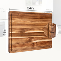 Acacia houten snijplank, extra stevig, met geïntegreerde sapgoot, handvat, geschikt voor gebraad, vlees en groenten.